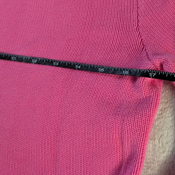 Vintage Ralph Lauren V-Neck Sweater Women's Large Hot Pink Embroidered Logo - Picture 6 of 7